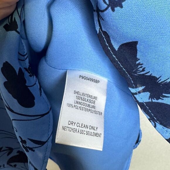 Parker Cambria Floral Silk Mini Dress in Blue Meadow L - Picture 5 of 5